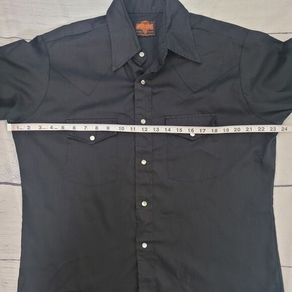 Stir-Ups	Size	L Men's Black Western Snap Button Long Sleeve Top Thin Lightweight - Picture 5 of 6